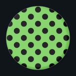 Schwarze Polka-Punkte auf Kalkgrün Magnet<br><div class="desc">Schwarze Polka-Punkte auf Kalkgrün</div>