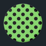 Schwarze Polka-Punkte auf Kalkgrün Magnet<br><div class="desc">Schwarze Polka-Punkte auf Kalkgrün</div>