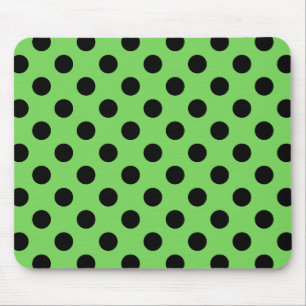 Schwarze Polka-Punkte auf Kalkgrün Mousepad