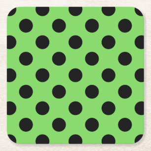 Schwarze Polka-Punkte auf Kalkgrün Rechteckiger Pappuntersetzer