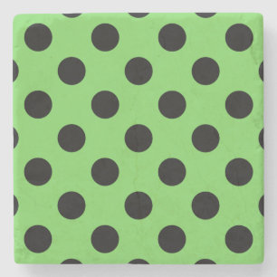 Schwarze Polka-Punkte auf Kalkgrün Steinuntersetzer