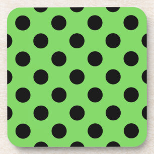 Schwarze Polka-Punkte auf Kalkgrün Untersetzer