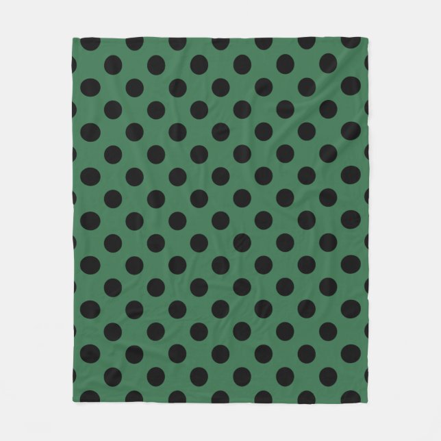 Schwarze Polka-Punkte auf kelgrün Fleecedecke (Vorderseite)