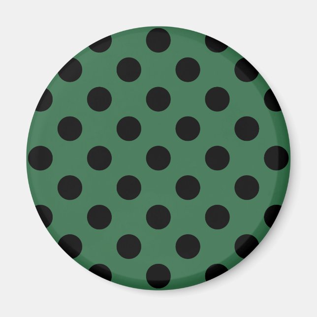 Schwarze Polka-Punkte auf kelgrün Magnet (Vorne)