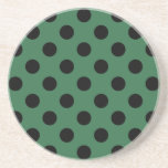 Schwarze Polka-Punkte auf kelgrün Sandstein Untersetzer<br><div class="desc">Schwarze Polka-Punkte auf kelgrün</div>