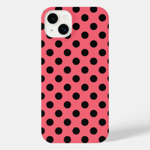 Schwarze Polka Punkte auf Korallen iPhone 14 Plus Hülle