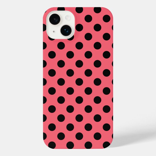Schwarze Polka Punkte auf Korallen iPhone Hülle (Rückseite)