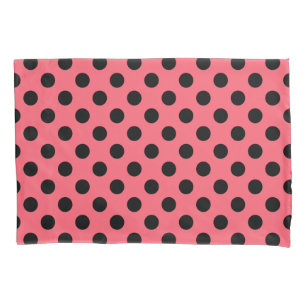 Schwarze Polka Punkte auf Korallen Kissenbezug