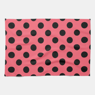 Schwarze Polka Punkte auf Korallen Küchentuch