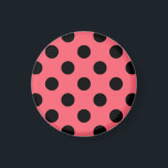 Schwarze Polka Punkte auf Korallen Magnet<br><div class="desc">Schwarze Polka Punkte auf Korallen</div>