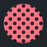 Schwarze Polka Punkte auf Korallen Magnet<br><div class="desc">Schwarze Polka Punkte auf Korallen</div>