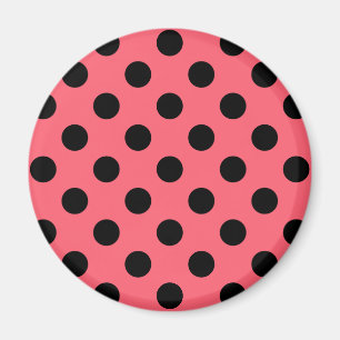 Schwarze Polka Punkte auf Korallen Magnet