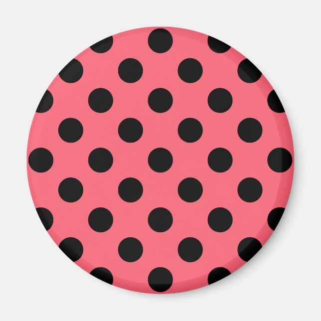 Schwarze Polka Punkte auf Korallen Magnet (Vorne)