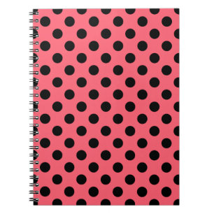 Schwarze Polka Punkte auf Korallen Notizblock
