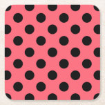 Schwarze Polka Punkte auf Korallen Rechteckiger Pappuntersetzer<br><div class="desc">Schwarze Polka Punkte auf Korallen</div>