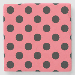 Schwarze Polka Punkte auf Korallen Steinuntersetzer