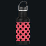 Schwarze Polka Punkte auf Korallen Trinkflasche<br><div class="desc">Schwarze Polka Punkte auf Korallen</div>