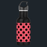 Schwarze Polka Punkte auf Korallen Trinkflasche<br><div class="desc">Schwarze Polka Punkte auf Korallen</div>