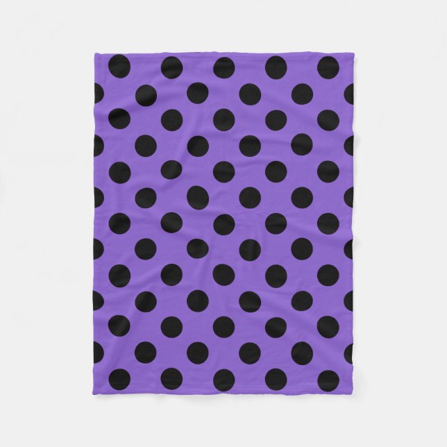 Schwarze Polka-Punkte auf Lavendel Fleecedecke (Vorderseite)