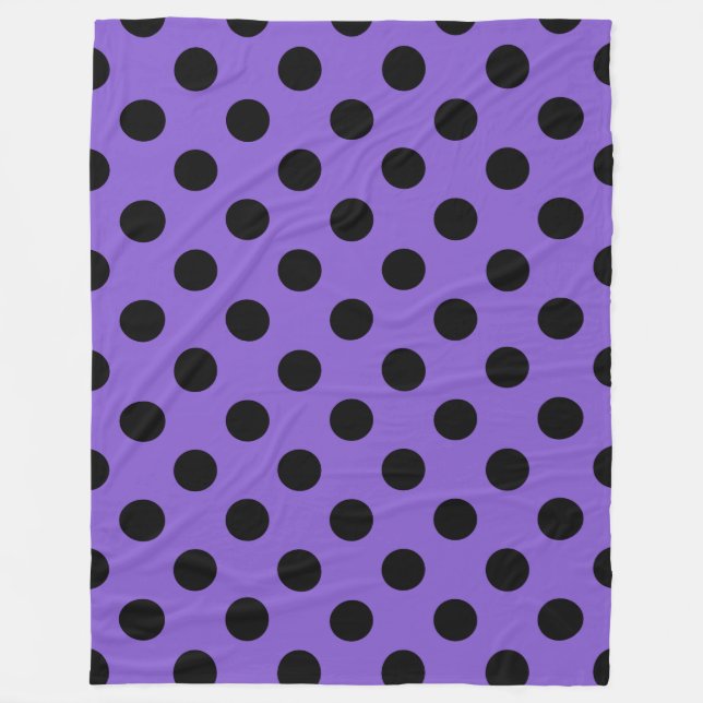 Schwarze Polka-Punkte auf Lavendel Fleecedecke (Vorderseite)