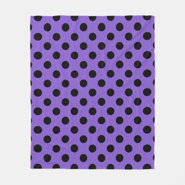 Schwarze Polka-Punkte auf Lavendel Fleecedecke (Vorderseite)