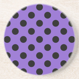 Schwarze Polka-Punkte auf Lavendel Getränkeuntersetzer