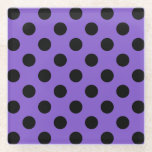 Schwarze Polka-Punkte auf Lavendel Glasuntersetzer<br><div class="desc">Schwarze Polka-Punkte auf Lavendel</div>
