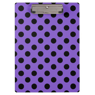 Schwarze Polka-Punkte auf Lavendel Klemmbrett