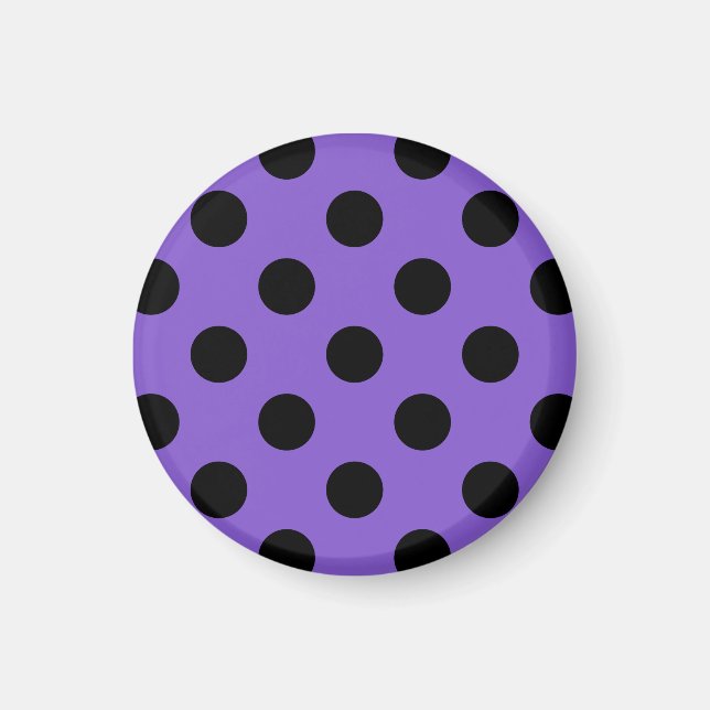 Schwarze Polka-Punkte auf Lavendel Magnet (Vorne)