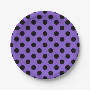 Schwarze Polka-Punkte auf Lavendel Pappteller
