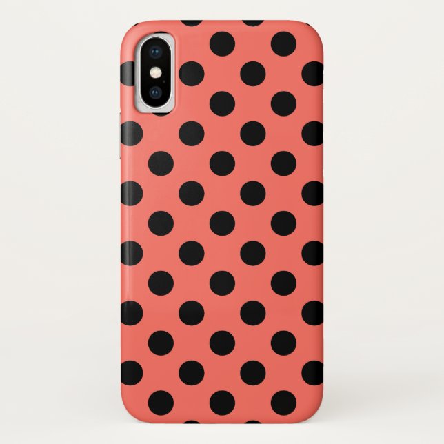 Schwarze Polka-Punkte auf lebende Korallen Case-Mate iPhone Hülle (Rückseite)