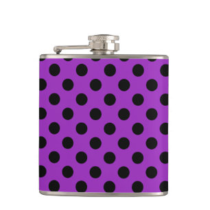 Schwarze Polka Punkte auf lila Flachmann