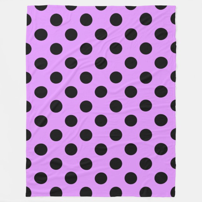 Schwarze Polka-Punkte auf Lila Fleecedecke (Vorderseite)