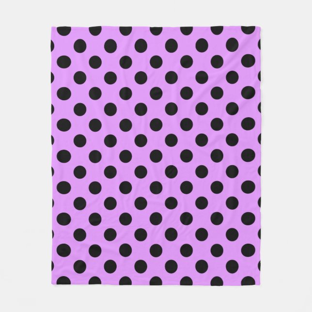 Schwarze Polka-Punkte auf Lila Fleecedecke (Vorderseite)