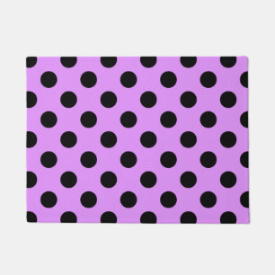 Schwarze Polka-Punkte auf Lila Fußmatte