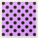 Schwarze Polka-Punkte auf Lila Glasuntersetzer<br><div class="desc">Schwarze Polka-Punkte auf Lila</div>