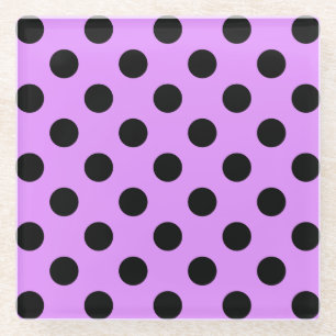 Schwarze Polka-Punkte auf Lila Glasuntersetzer