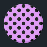 Schwarze Polka-Punkte auf Lila Magnet<br><div class="desc">Schwarze Polka-Punkte auf Lila</div>