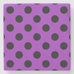 Schwarze Polka Punkte auf lila Steinuntersetzer