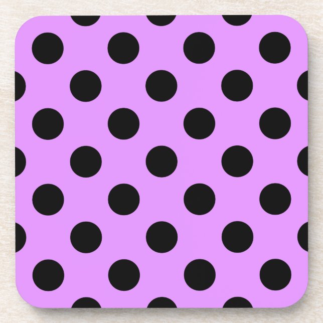 Schwarze Polka-Punkte auf Lila Untersetzer (Vorderseite)