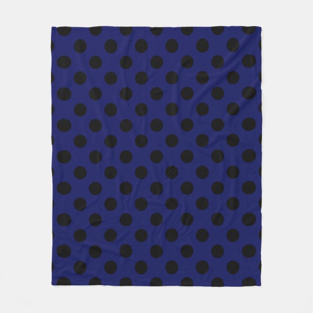 Schwarze Polka Punkte auf marineblau Fleecedecke (Vorderseite)