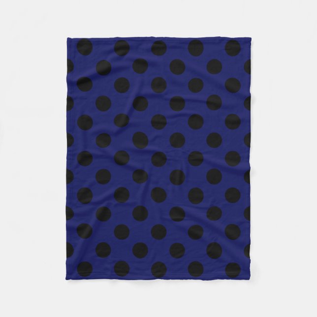 Schwarze Polka Punkte auf marineblau Fleecedecke (Vorderseite)