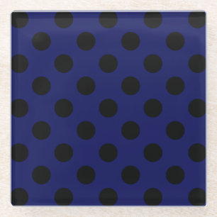 Schwarze Polka Punkte auf marineblau Glasuntersetzer
