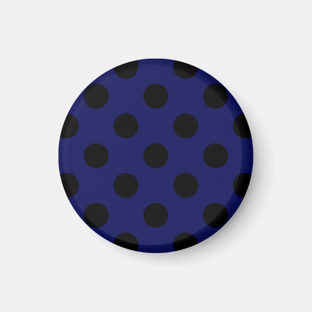 Schwarze Polka Punkte auf marineblau Magnet (Vorne)