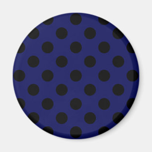 Schwarze Polka Punkte auf marineblau Magnet