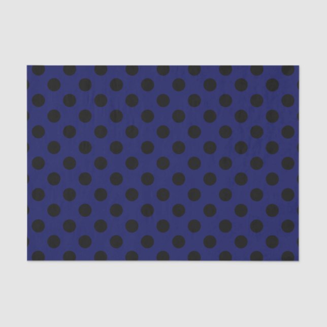Schwarze Polka Punkte auf marineblau Seidenpapier (Vorderseite)