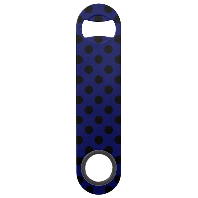 Schwarze Polka Punkte auf marineblau Speed Flaschenöffner (Vorderseite)