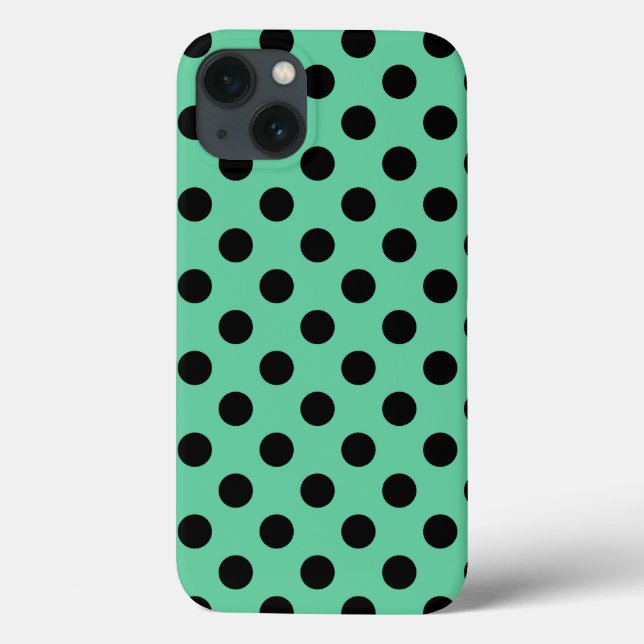 Schwarze Polka Punkte auf Minze grün Case-Mate iPh iPhone Hülle (Rückseite)