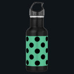 Schwarze Polka Punkte auf Minzgrün Edelstahlflasche<br><div class="desc">Schwarze Polka Punkte auf Minzgrün</div>