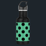 Schwarze Polka Punkte auf Minzgrün Edelstahlflasche<br><div class="desc">Schwarze Polka Punkte auf Minzgrün</div>
